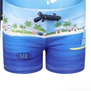 Mayoral Navy Sailboat Print Swim Trunks